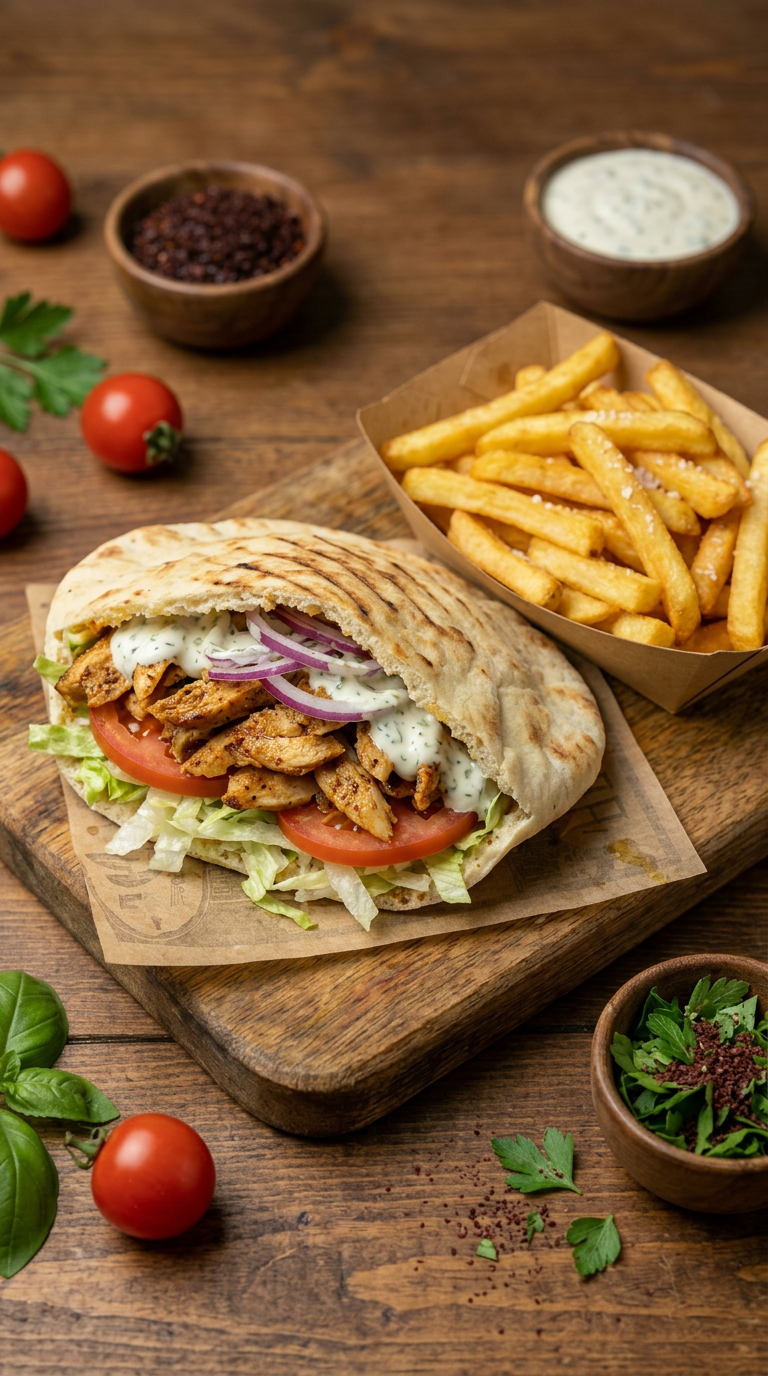 Sandwich pita coloré préparé pour un service événementiel