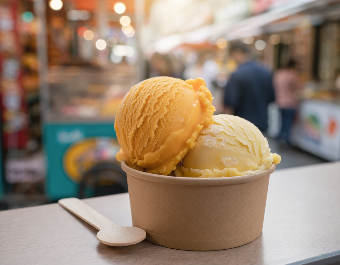 Boules de glace à la mangue et à l’ananas