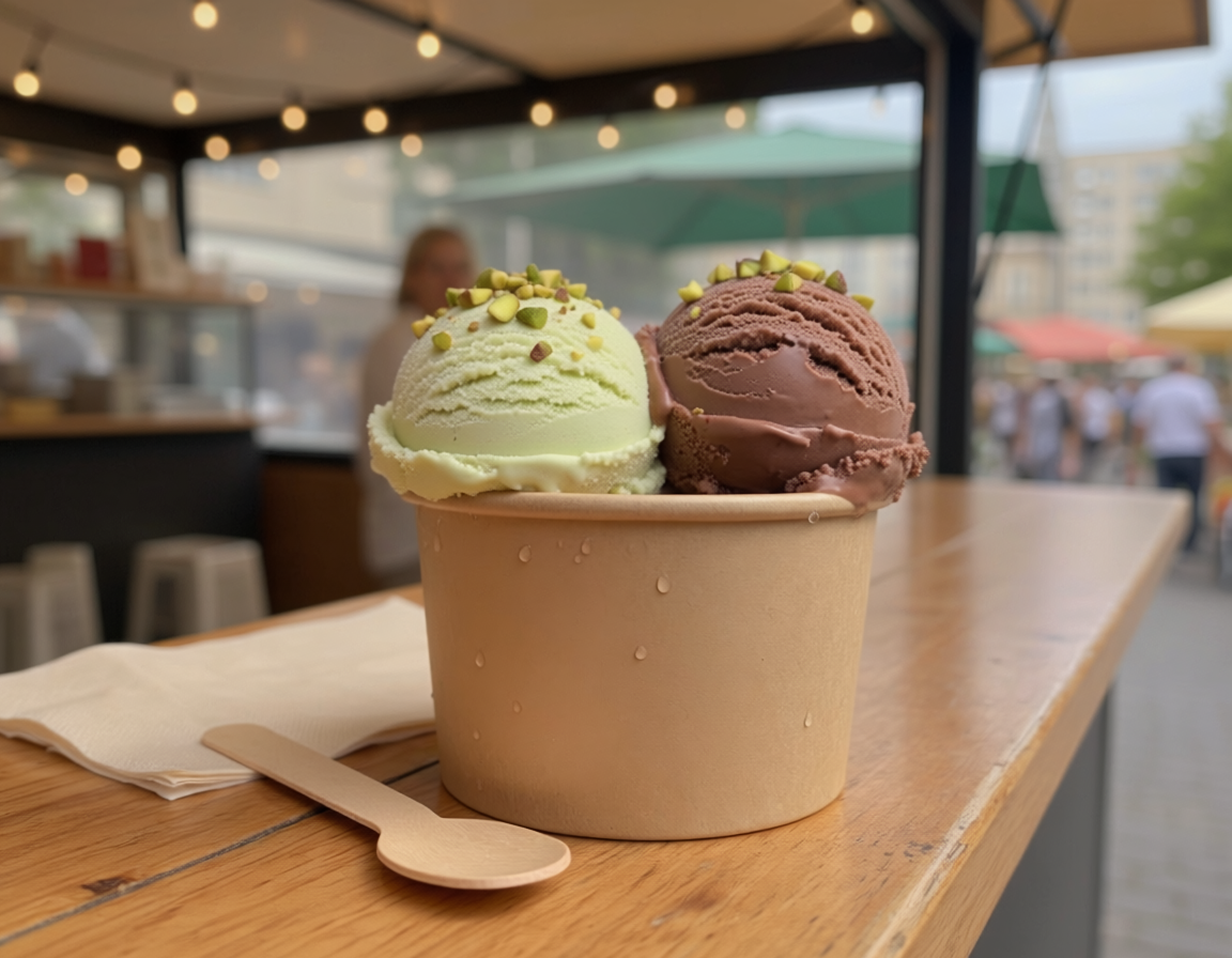 Boules de glace au chocolat et à la pistache