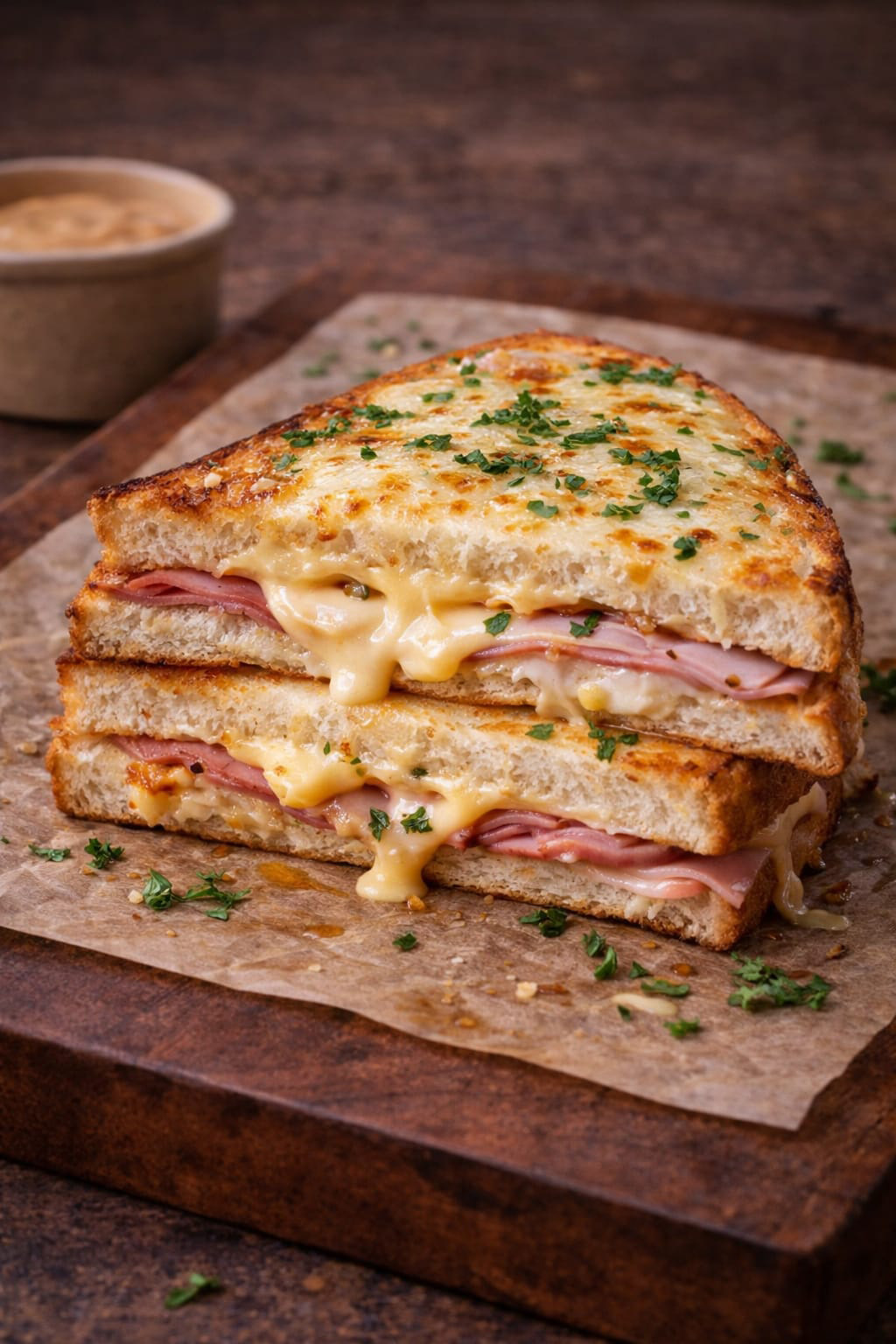 Grilled Cheese fondant servi pendant un événement
