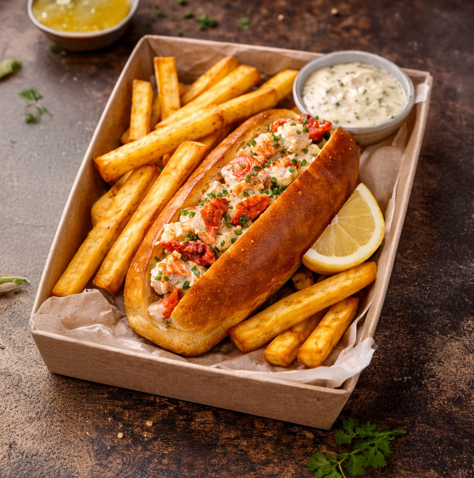 Lobster roll garni de homard