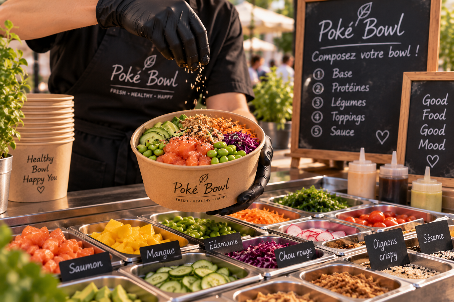 Poké bowl coloré
