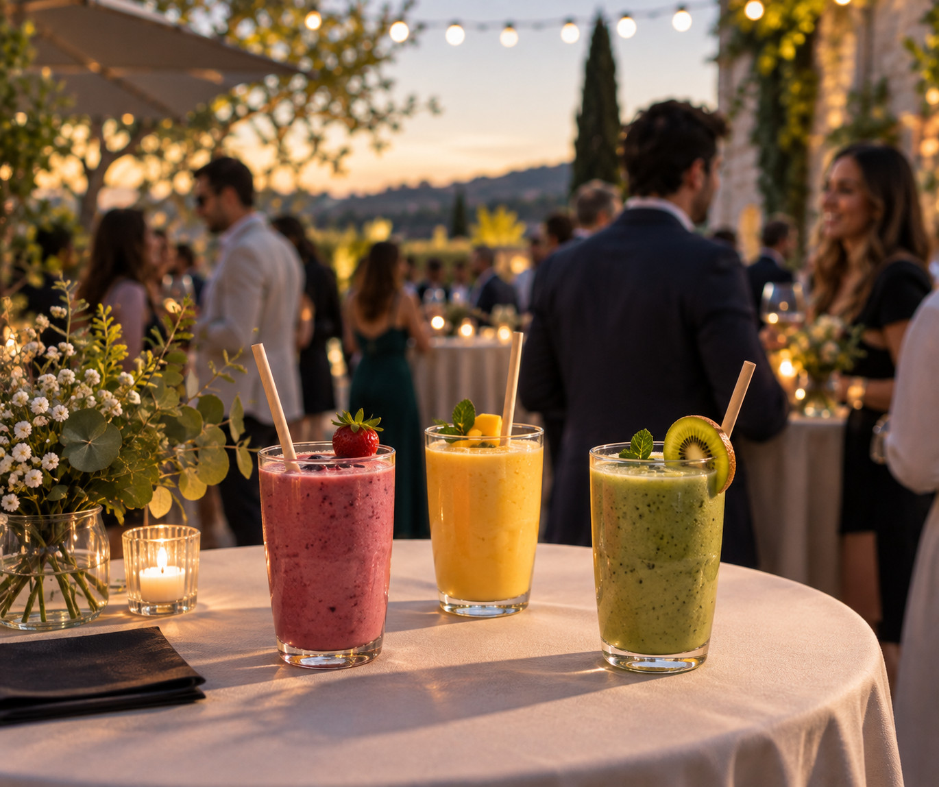 Smoothies colorés préparés minute