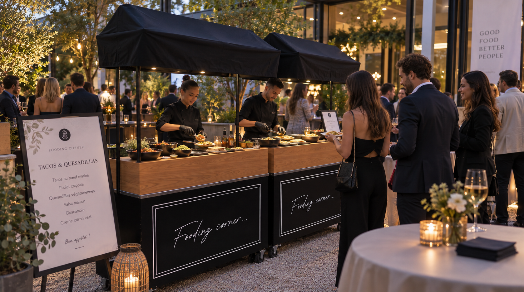 Stand tacos installé pour un événement