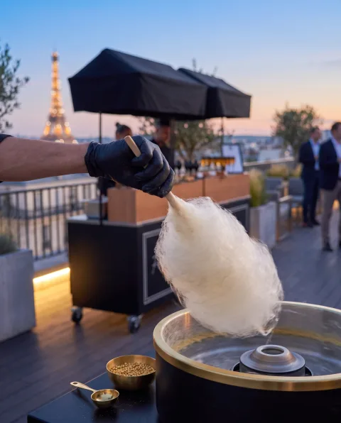 Barbe à papa filée à la main lors d'une animation WSHD Food